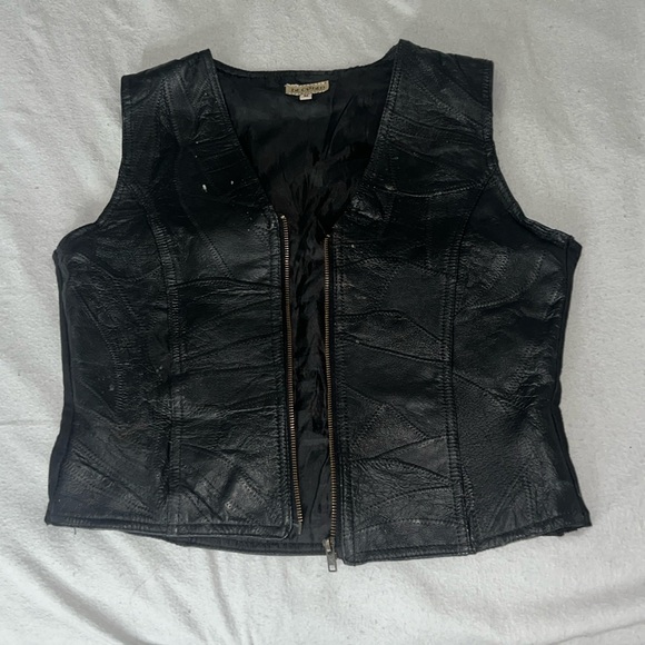 Vintage Jackets & Blazers - Vintage leather women’s zip up vest